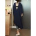 Women o neck low high design Cotton dresses Sleeve navy Dresses