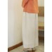 Bohemian White elastic waist drawstring Pockets Linen wide leg Pants Spring