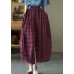 Casual Red elastic waist drawstring Cotton Pants Spring