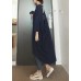 Women o neck low high design Cotton dresses Sleeve navy Dresses